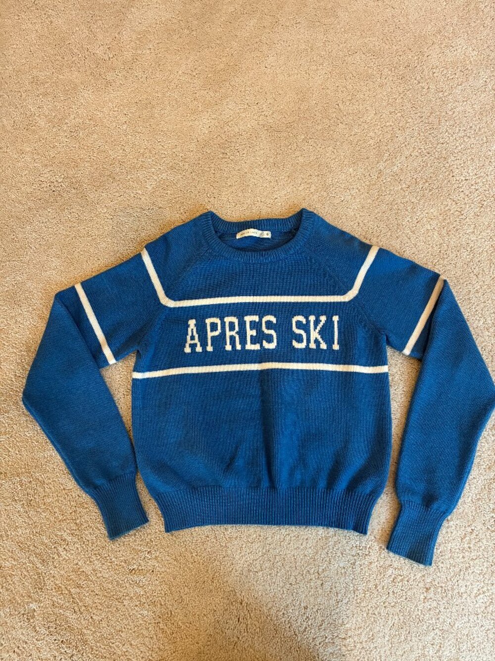 Altar'd State Apres Ski Knit Blue-White Long-Sleeve Sweater Top
